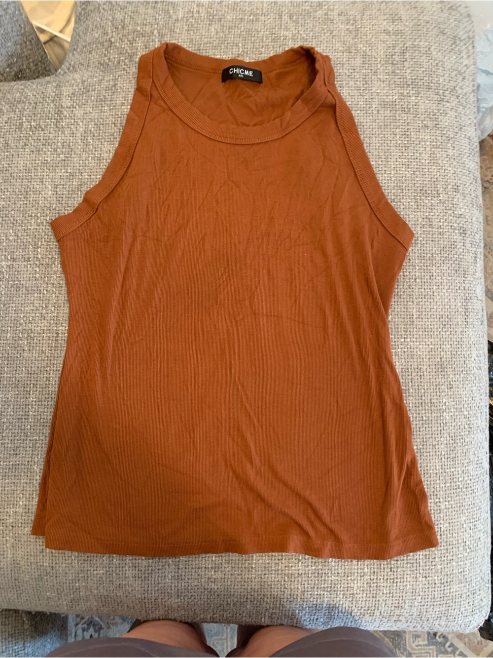 CHIC ME Rust Tank Top - Sleeveless Ribbed Knit